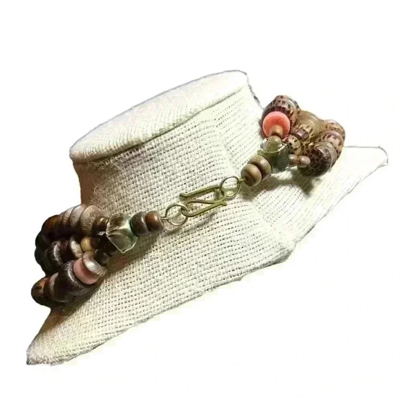 Boho 3 strand vintage necklace choker - Picture 2 of 3